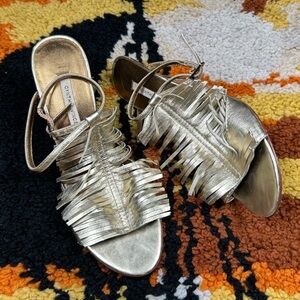 Party Gal, CYNTHIA VINCENT, gold fringe, ankle strap heels!!